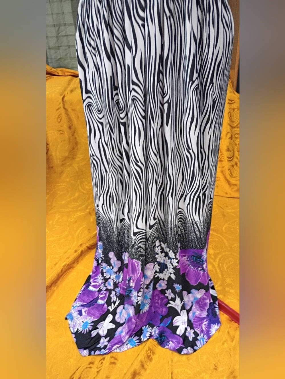 03 Fashion Floral And Zebra Print Maxi Dress Size 2XL - Picture 2 of 7